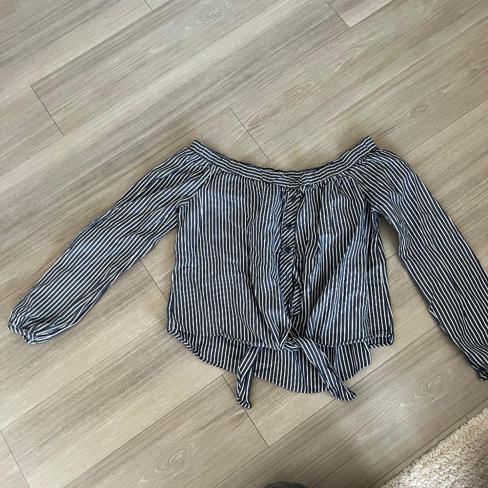 Off the shoulder striped shirt